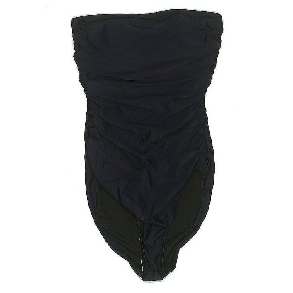 Navy Blue One-Piece Swimsuit 2 J.Crew Women Ruched Bandeau Strapless Recycled